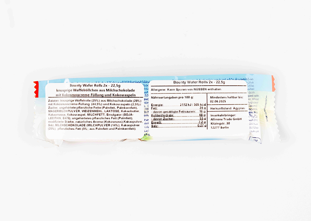 Bounty Wafer Rolls- Hindistan Cevizli Gofret (×2) 22 g