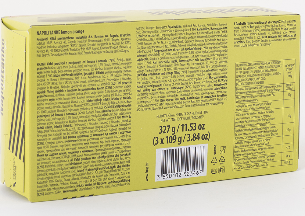 Napolitanke Lemon Orange - Limonlu Portakal Gofret 3x109gr